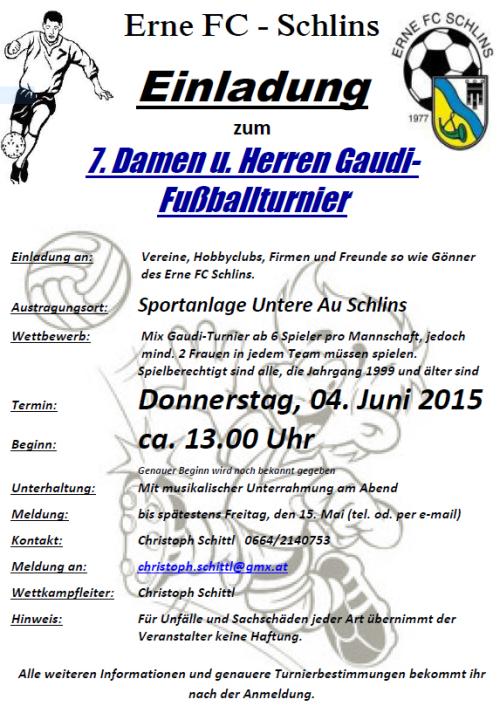 Einladung Damen und Herren Gaudi-Fußballturnier
